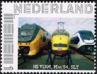 personalised stamp of The Netherlands with trains, trams, stations etc